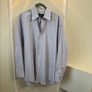 Nautica Men's White and Blue Gingham Shirt